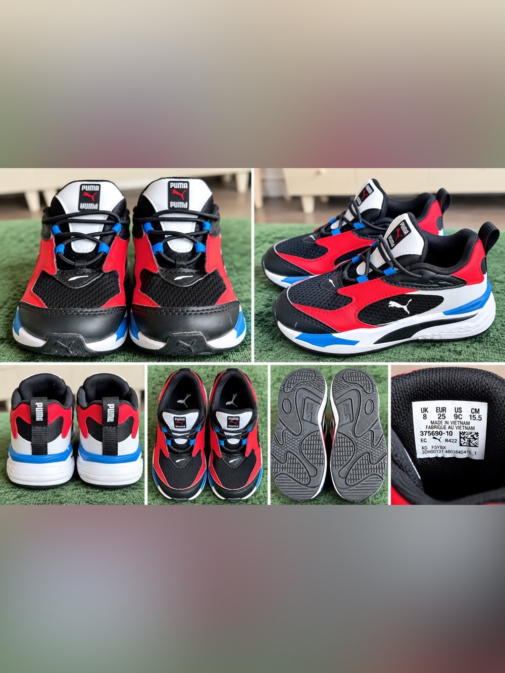 Puma Kids Black, Red & Blue Athletic Sneakers